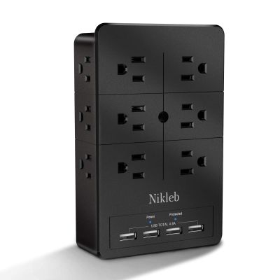 Surge Protector Wall Charger, 12 Wide AC Outlets Power Strip, 4 Ports USB Charging Blocks, Multiple Plug Adapter Wall Mount, Plug Extender Heavy Duty, Outlet Splitter for Home, Office Supplies