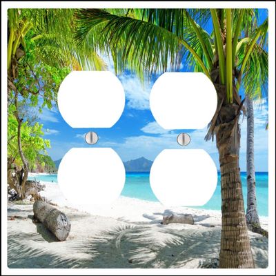 Beautiful Beach Tropical Pam Ocean 2 Duplex Electrical Outlet Wall Plate (4.56 x 4.5in)