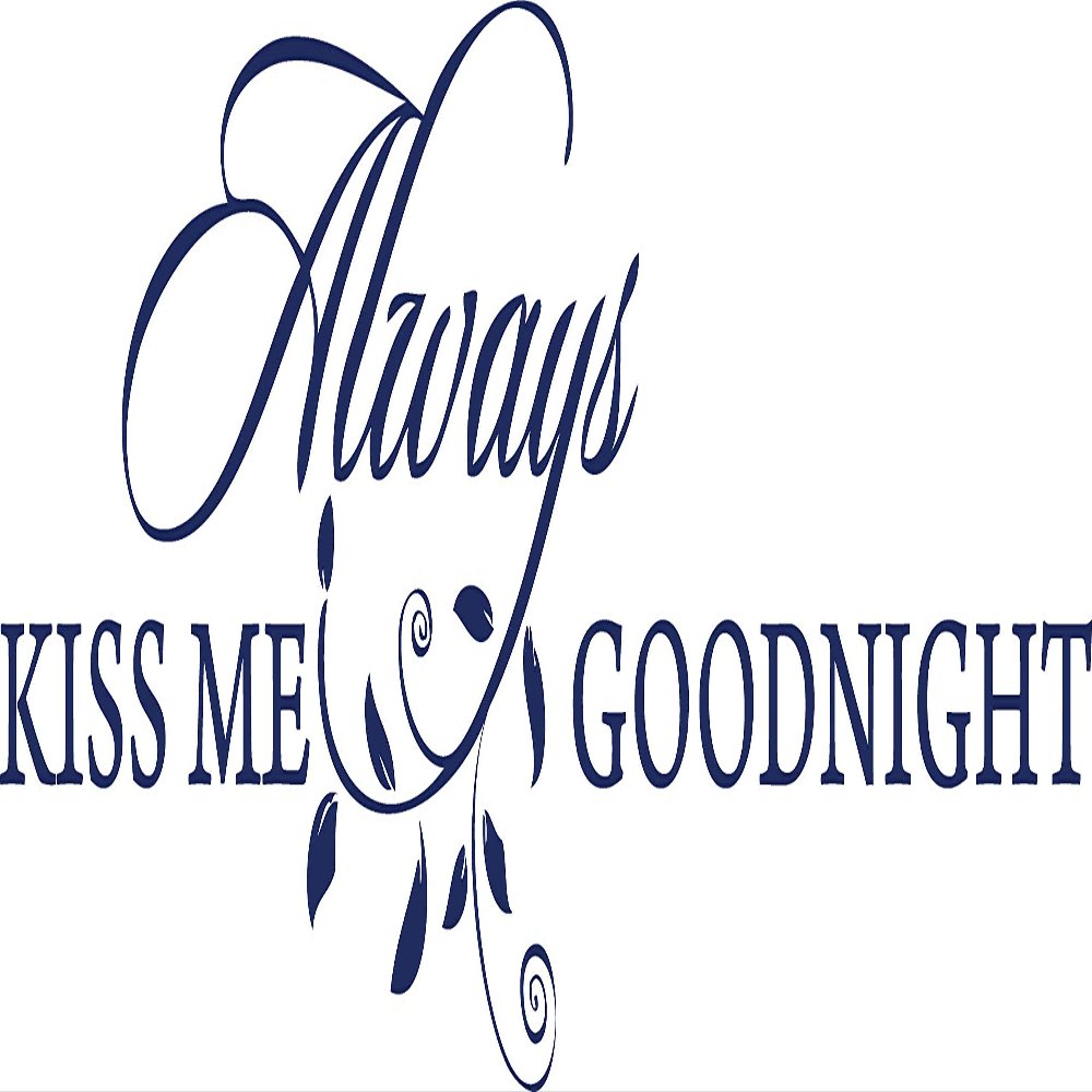 Decaltor Purple 46" x 15" Always Kiss Me Goodnight sty3 Quotes Sayings Words Art Decor Lettering Vinyl Wall Art Inspirational Uplifting