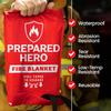 Prepared Hero Emergency Fire Blanket - 2 Pack - Fire Suppression for Kitchen, 40 x 40 Fiberglass Fire Blanket for Home view 3