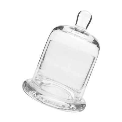 Cabilock Glass Dome with Base Mini Cake Stand Glass Candle Cup Display Dome Cloche Clear Bell Jar Cover for Candle Holder Dessert Cheese Candy Plants Succulents