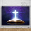 DORCEV 5x3ft Jesus Cross with Bible Photography Backdrop for Christian Family Party Background Magic Halo Bokeh Church Ceremony Decor Wallpaper Portraits Photo Studio Props view 3
