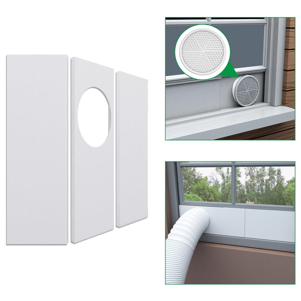 Forestchill Portable Air Conditioner Window Seal Plates Kit for 5" Diameter Exhaust Hose, Universal AC Vent Kit for Sliding Windows and Hung Windows, Adjustable Length Sealing Panels for Mobile A/C
