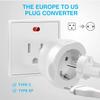 3 Pack European to US Plug Adapter, VINTAR EU to US Adapter, Europe to USA Travel Converter for Most of EU Spain France Type C E F Plugs to America view 2