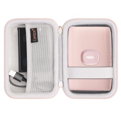 Canboc Carrying Case for Fujifilm Instax Mini Link 3 2 1 Smartphone Printer, Mesh pocket fit Instant Film and Cable, Pink (Case Only)