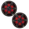 1 Pair (QTY 2) of Enrock Marine 6.5" 4-Ohm 120 Watt Peak Power Waterproof 2-Way Coaxial Speakers with MultiColor LED Lighting - Bundle Combo with Charcoal Grilles view 1
