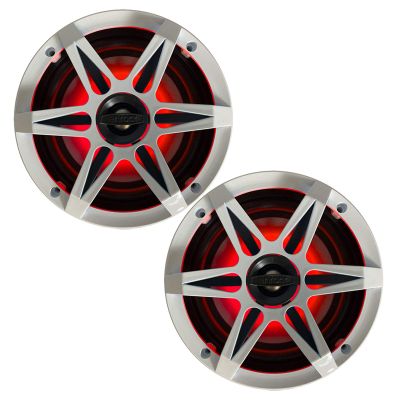 1 Pair (QTY 2) of Enrock Marine 6.5" 4-Ohm 120 Watt Peak Power Waterproof 2-Way Coaxial Speakers with MultiColor LED Lighting - Bundle Combo with White Grilles