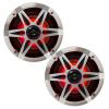 1 Pair (QTY 2) of Enrock Marine 6.5" 4-Ohm 120 Watt Peak Power Waterproof 2-Way Coaxial Speakers with MultiColor LED Lighting - Bundle Combo with White Grilles view 1