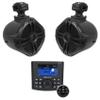 Rockville RGHR45 Bundle: 1 Marine Gauge Hole Receiver w/Bluetooth, USB, AM/FM + (1) Pair RWB70B Black 6.5" 250W Marine Wakeboard 360 Swivel Tower Speakers, Waterproof, 3-Items view 1