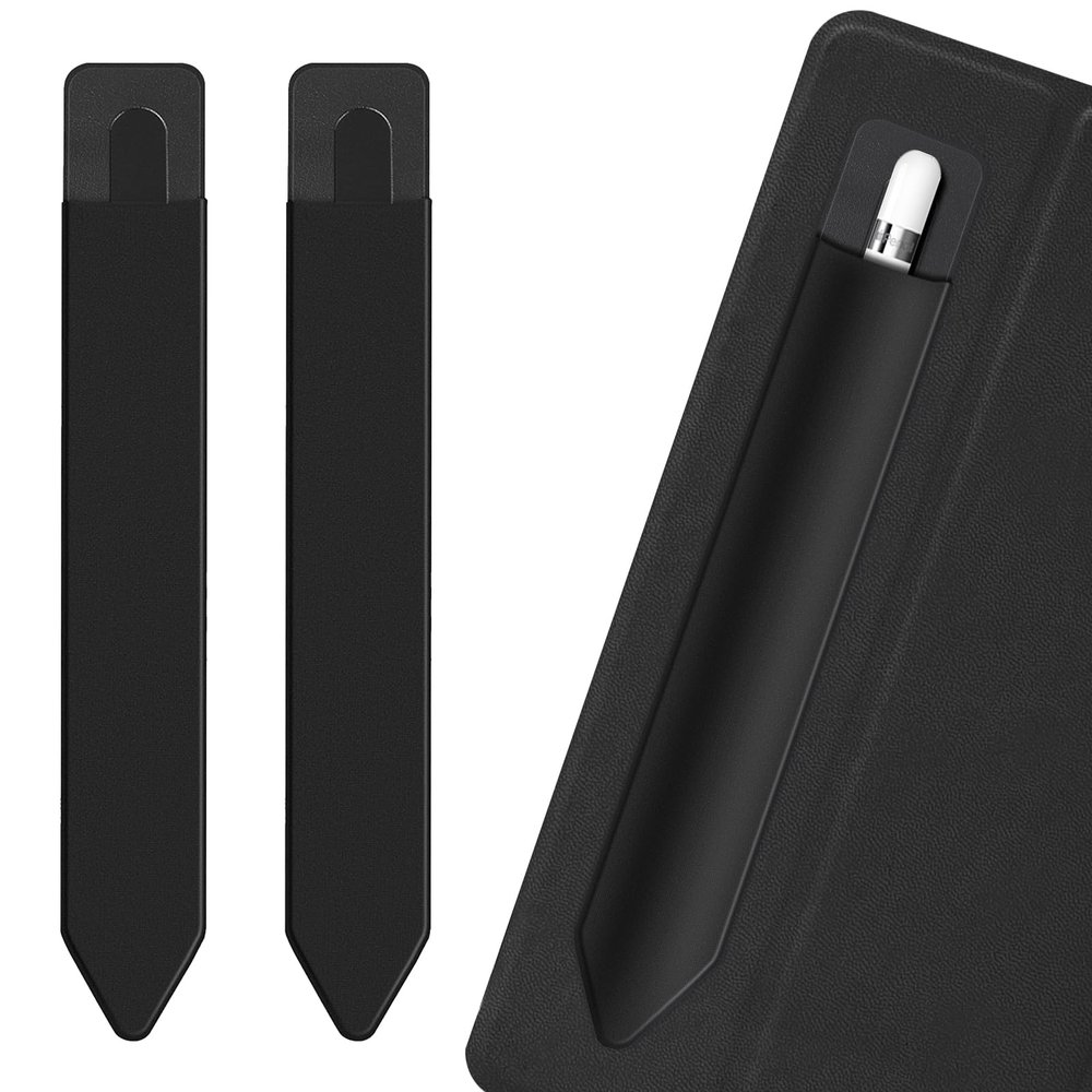2 Pack Pencil Holder for Apple Pencil 1st 2nd Generation, YUOROS Adhesive Pencil Sleeve for iPad iPad 9th/8th Gen, Tablet Stylus Surface Pen (Black, Black)