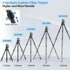 SIRUI Carbon Fiber Travel Tripod - Lightweight Only 0.93kgCompact Tripod with 360 Panorama Ball Head Quick Release Plate, Max Height 50.2", Max Load 6kg for Camera, DSLR view 3