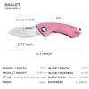 Harnds Ballet Folding Knife with Sandvik 14C28N Blade Camping Pocket Knife with Deep Carry Pocket Clip G10 Handle Flipper Open Liner Lock EDC (pink) view 2