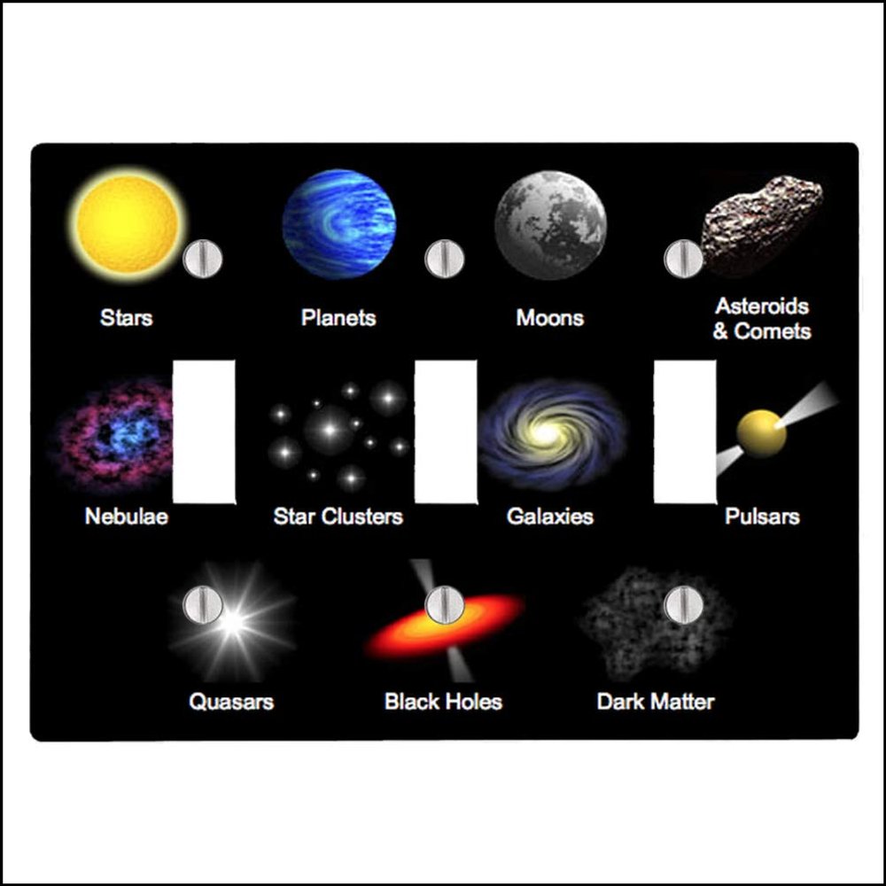 Celestial Objects Planets Sky Space 3 Toggle Electrical Switch Wall Plate (6.56 x 4.69in)