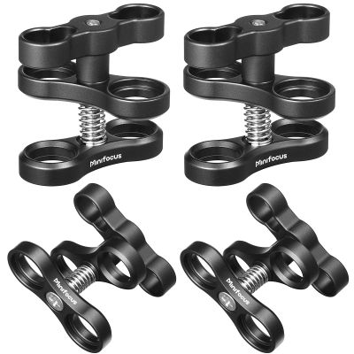 MINIFOCUS 4PCS 1'' Aluminum Ball Clamp Mount for Underwater Diving Light Arms Tray System, Photography Diving Camera, 360 Clip Adapter Bracket for Action Camera Flashlight Arms System