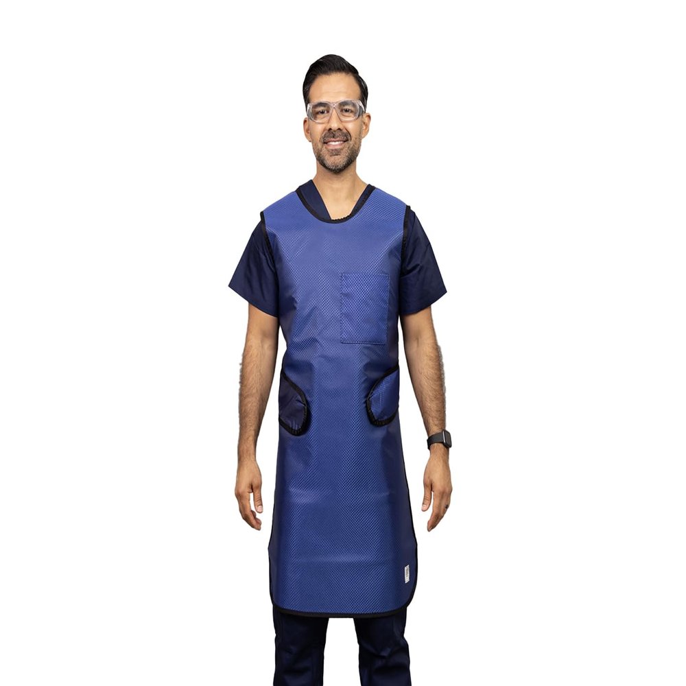 ATTENUTECH Apron Frontal, Flexiback, .50mm Pb LE, Lightweight, Outside: Royal Blue Ripstop, Inside: Black, Binding: Black (Medium)