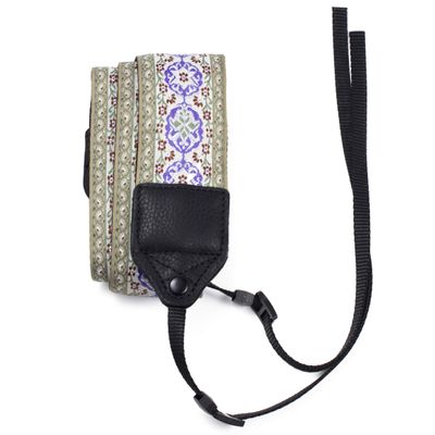 Perris Leathers Ltd. - Arabian Silver - 2-Inch Wide Camera Straps for Photographers with Floral Embroidery, Leather Camera Strap Ends, Adjustable Length for Neck & Shoulder Use