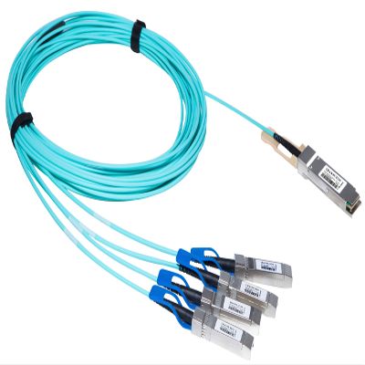 TRANSUTON 100G QSFP28 to SFP28 Breakout Active Optical Cable (10M/33ft) | 100GBASE-AOC QSFP28 to 4x25G SFP28 Ethernet AOC Cables | 100GB Ethernet Breakout Fiber Optic Cable