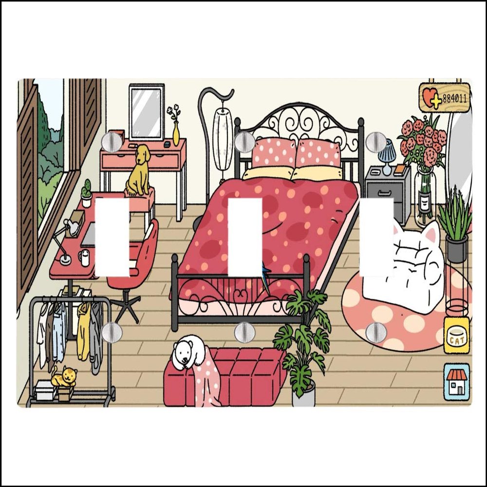 Beautiful Bedroom Relax 3 Toggle Electrical Switch Wall Plate (6.56 x 4.69in)