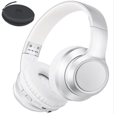 rockpapa E8 Over The Ear Bluetooth Headphones with Microphone for Kid Children Boy Girl Youth Teen Adult, Foldable Wired/Wireless Headphones with Mic, Include Travel Case, Silver
