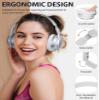 rockpapa E8 Over The Ear Bluetooth Headphones with Microphone for Kid Children Boy Girl Youth Teen Adult, Foldable Wired/Wireless Headphones with Mic, Include Travel Case, Silver view 2