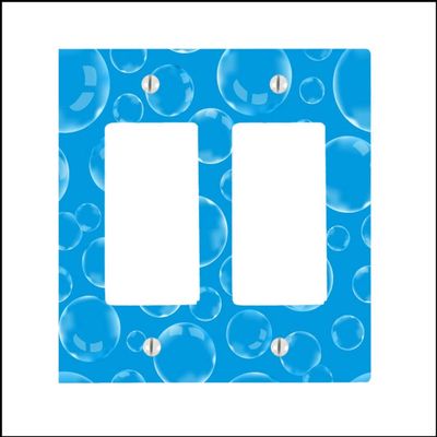 A Lot Of Soap Bubbles On Blue 2 Gang Decorator Dimmer Wall Plate (4.75 x 4.69in)