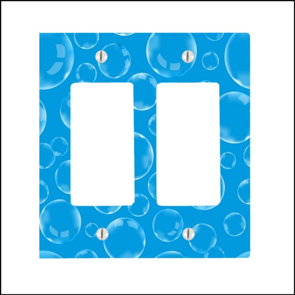 A Lot Of Soap Bubbles On Blue 2 Gang Decorator Dimmer Wall Plate (4.75 x 4.69in)
