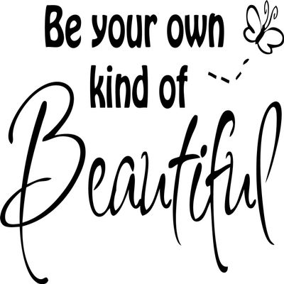 Decaltor Glossy Black 28" x 18" Be Your Own Kind of Beautiful Quotes sty2 Sayings Words Art Decor Lettering Vinyl Wall Art Inspirational Uplifting DIY Vinyl Butterfly Girl Home Decoration