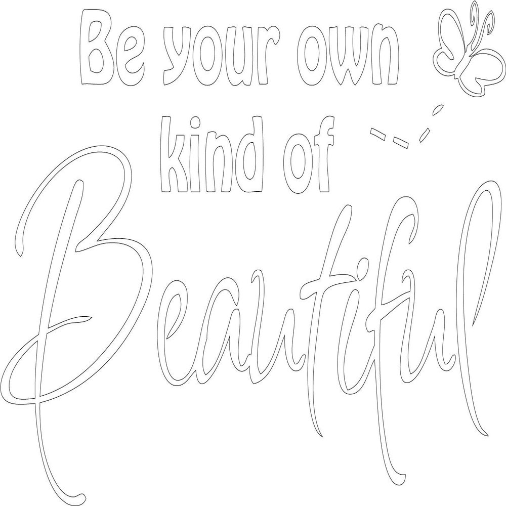 Decaltor Matte White 28" x 18" Be Your Own Kind of Beautiful Quotes sty2 Sayings Words Art Decor Lettering Vinyl Wall Art Inspirational Uplifting DIY Vinyl Butterfly Girl Home Decoration
