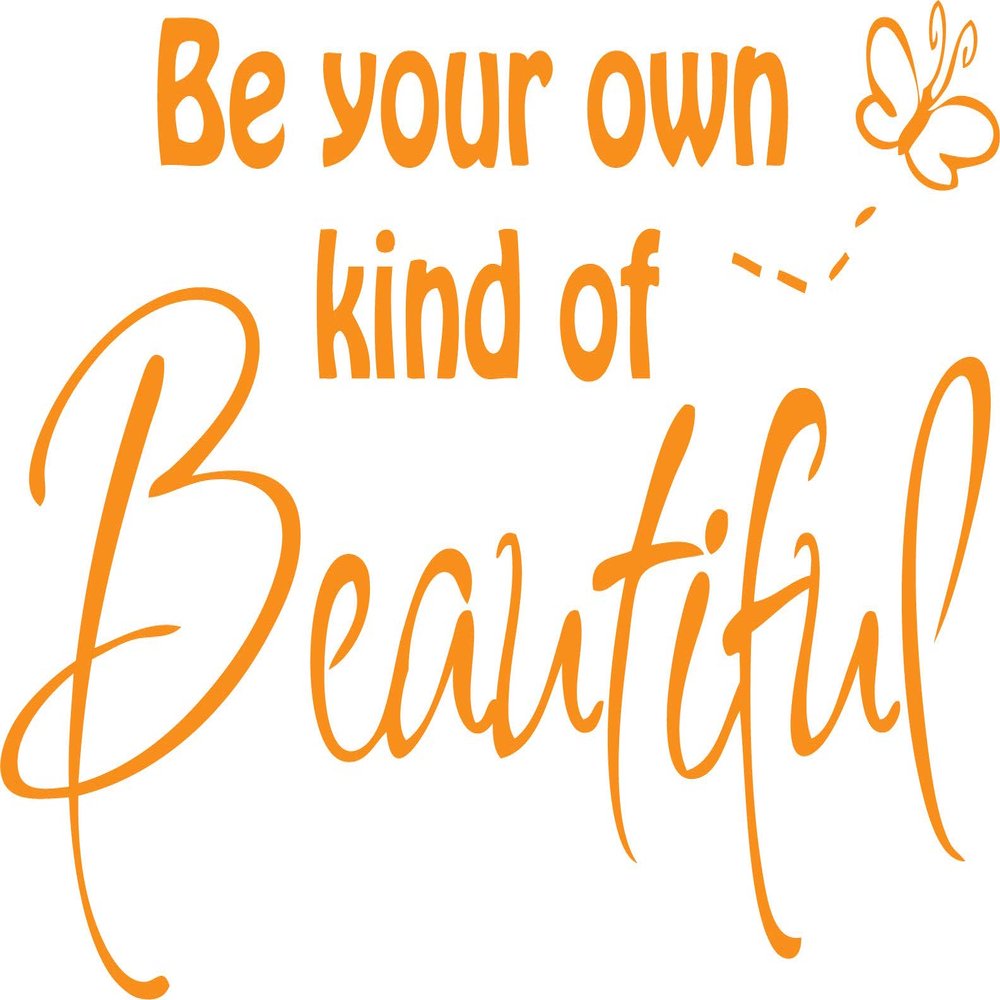 Decaltor Orange 25" x 16" Be Your Own Kind of Beautiful Quotes sty2 Sayings Words Art Decor Lettering Vinyl Wall Art Inspirational Uplifting DIY Vinyl Butterfly Girl Home Decoration