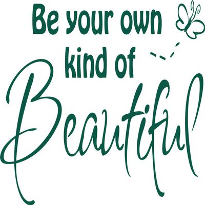Decaltor Green 25" x 16" Be Your Own Kind of Beautiful Quotes sty2 Sayings Words Art Decor Lettering Vinyl Wall Art Inspirational Uplifting DIY Vinyl Butterfly Girl Home Decoration
