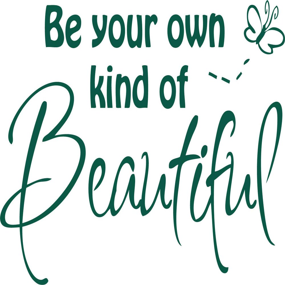 Decaltor Green 25" x 16" Be Your Own Kind of Beautiful Quotes sty2 Sayings Words Art Decor Lettering Vinyl Wall Art Inspirational Uplifting DIY Vinyl Butterfly Girl Home Decoration