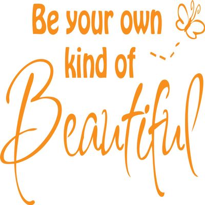 Decaltor Orange 22" x14" Be Your Own Kind of Beautiful Quotes sty2 Sayings Words Art Decor Lettering Vinyl Wall Art Inspirational Uplifting DIY Vinyl Butterfly Girl Home Decoration