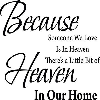 Decaltor Black 25" x 18" Because Someone We Love is in Heaven Quotes Sayings Words Art Decor Lettering Vinyl Wall Art Inspirational Uplifting