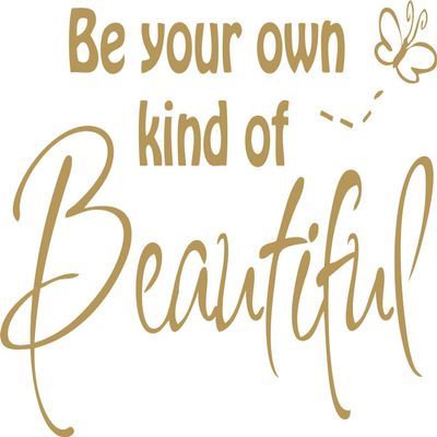 Decaltor Gold 28" x 18" Be Your Own Kind of Beautiful Quotes sty2 Sayings Words Art Decor Lettering Vinyl Wall Art Inspirational Uplifting DIY Vinyl Butterfly Girl Home Decoration