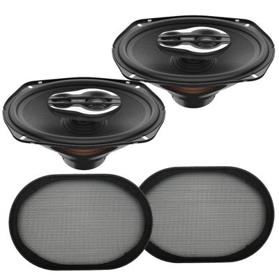 HERTZ pkg SX690 Neo 6"x9" 260W SPL 3-Way Tweeters Coaxial Speakers with Grills
