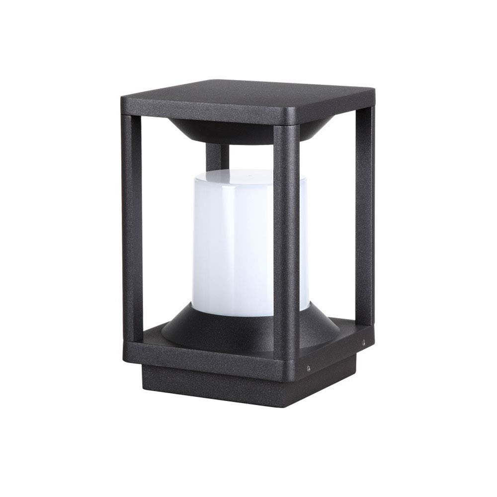 WFZRXFC E27 Black Frame Simple Outdoor Post Light High Light Transmittance White Lampshade is Waterproof Dustproof Post Lantern Ground Guide Courtyard Pillar Lamp Home House Channel Lighting Column