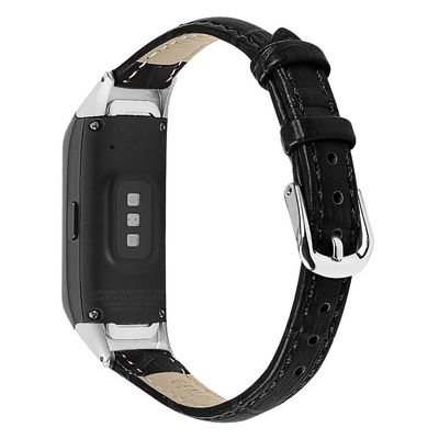 Jennyfly Compatible with Samsung Galaxy fit SM-R370 Strap, Fashion Women Slim Strap Adjustable 5.5-8.1 inch Leather Wristband with Metal Buckle - Black