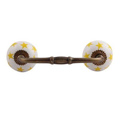 Indian Shelf 4 Pieces Yellow Door Handles for Cabinet Drawer Dresser- 6"