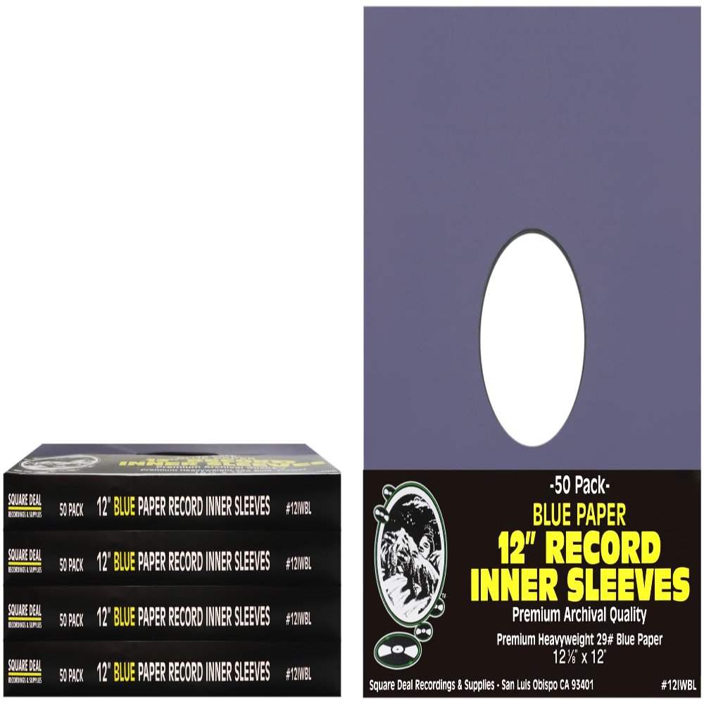 (250) Blue Paper Super Heavyweight 12" Record Inner Sleeves with Center Hole - 12IWBL