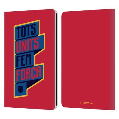 Head Case Designs Officially Licensed FC Barcelona Tots Units Fem Forca Cul Leather Wallet Case Compatible with Kindle Paperwhite 1/2 / 3