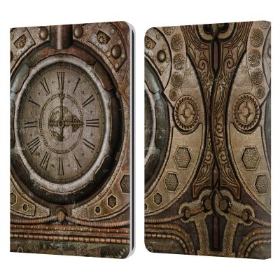 Head Case Designs Officially Licensed Simone Gatterwe Grunge Clock Steampunk Leather Wallet Case Compatible with Kindle Paperwhite 1/2 / 3