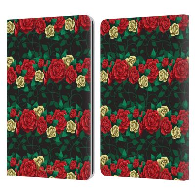 Head Case Designs Officially Licensed Frida Kahlo Stripes Roses Leather Wallet Case Compatible with Kindle Paperwhite 1/2 / 3