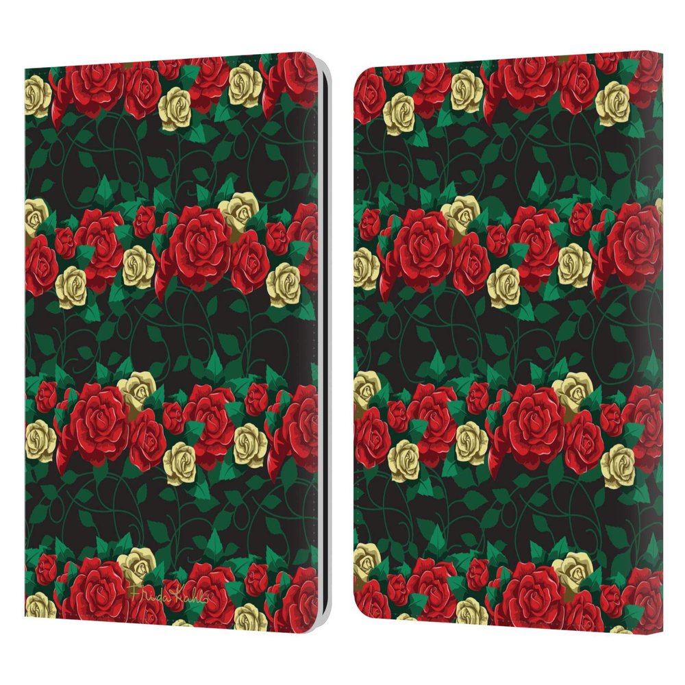 Head Case Designs Officially Licensed Frida Kahlo Stripes Roses Leather Wallet Case Compatible with Kindle Paperwhite 1/2 / 3