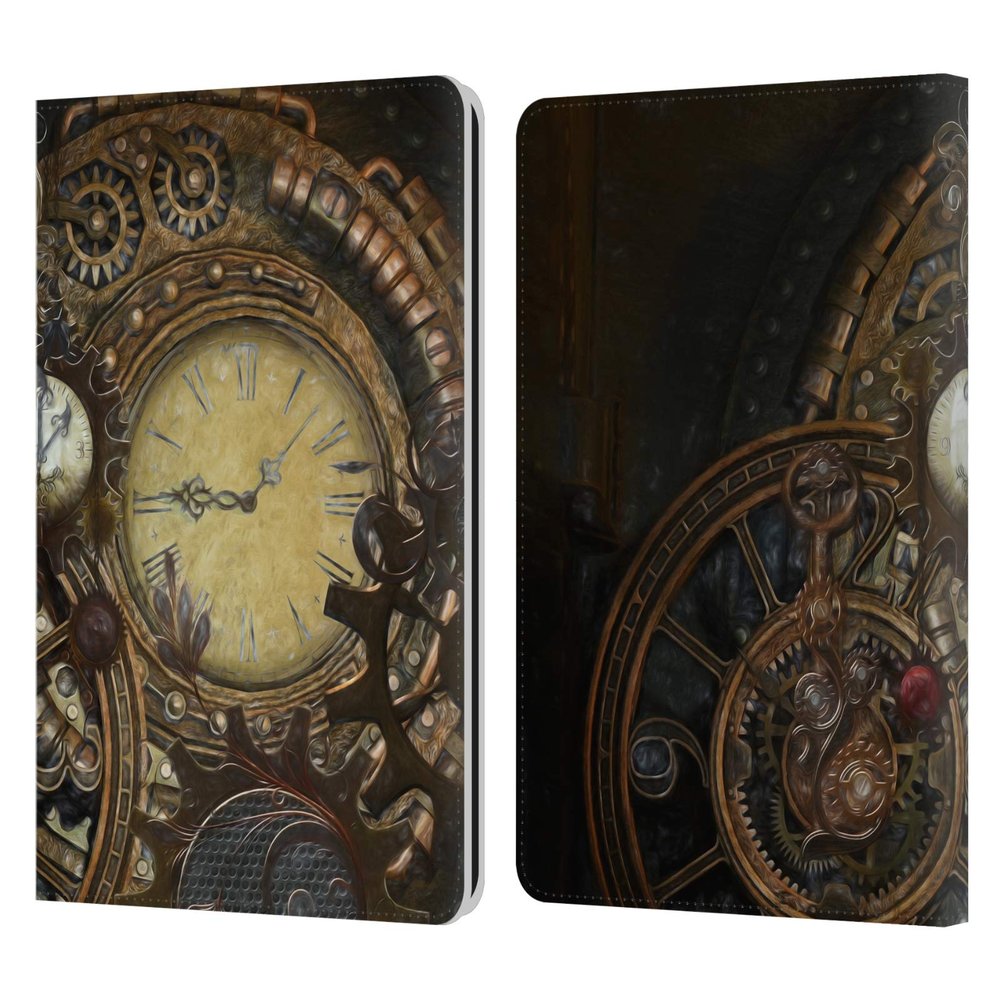 Head Case Designs Officially Licensed Simone Gatterwe Clocks Steampunk Leather Wallet Case Compatible with Kindle Paperwhite 1/2 / 3