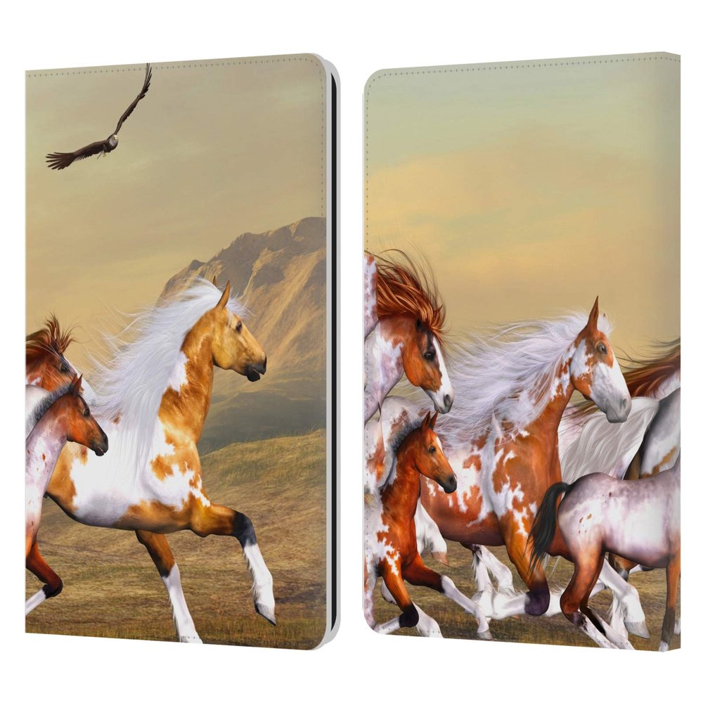 Head Case Designs Officially Licensed Simone Gatterwe Wild Herd Horses Leather Wallet Case Compatible with Kindle Paperwhite 1/2 / 3