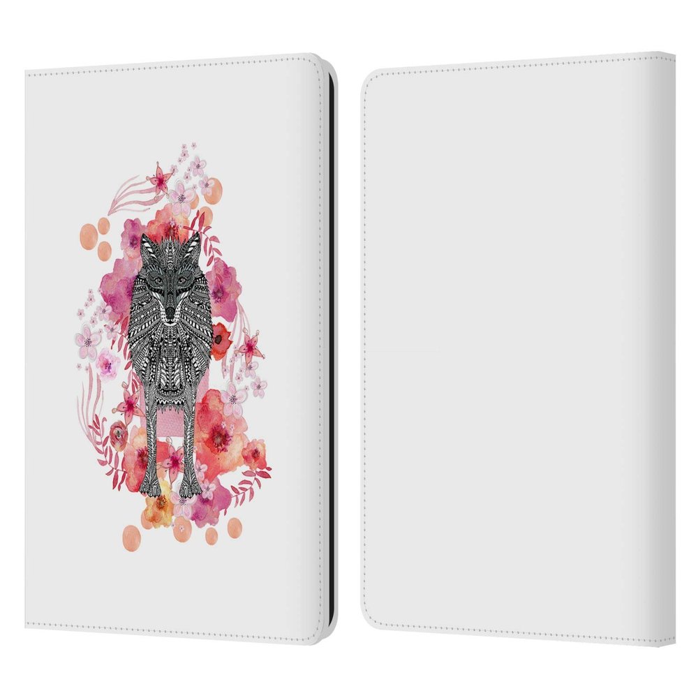 Head Case Designs Officially Licensed Monika Strigel Wolf Animals and Flowers Leather Wallet Case Compatible with Kindle Paperwhite 1/2 / 3