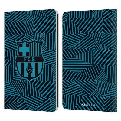 Head Case Designs Officially Licensed FC Barcelona Black Crest Leather Wallet Case Compatible with Kindle Paperwhite 1/2 / 3
