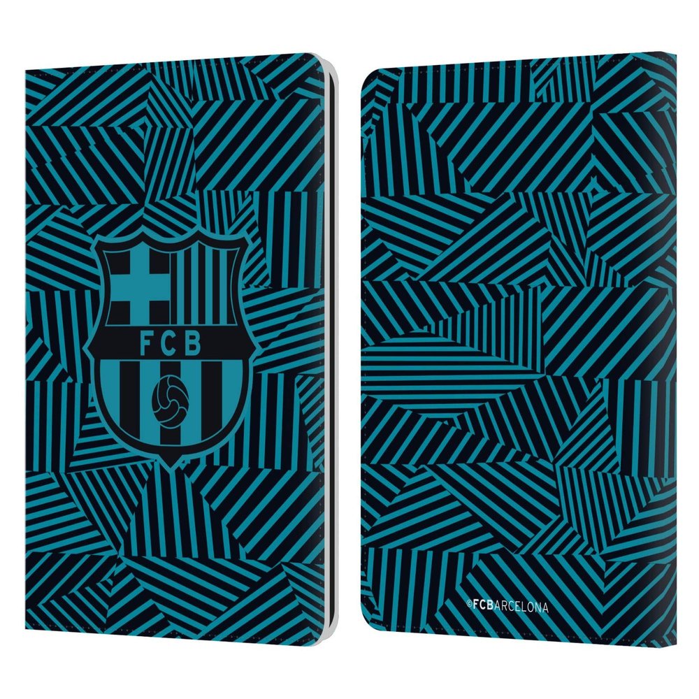Head Case Designs Officially Licensed FC Barcelona Black Crest Leather Wallet Case Compatible with Kindle Paperwhite 1/2 / 3