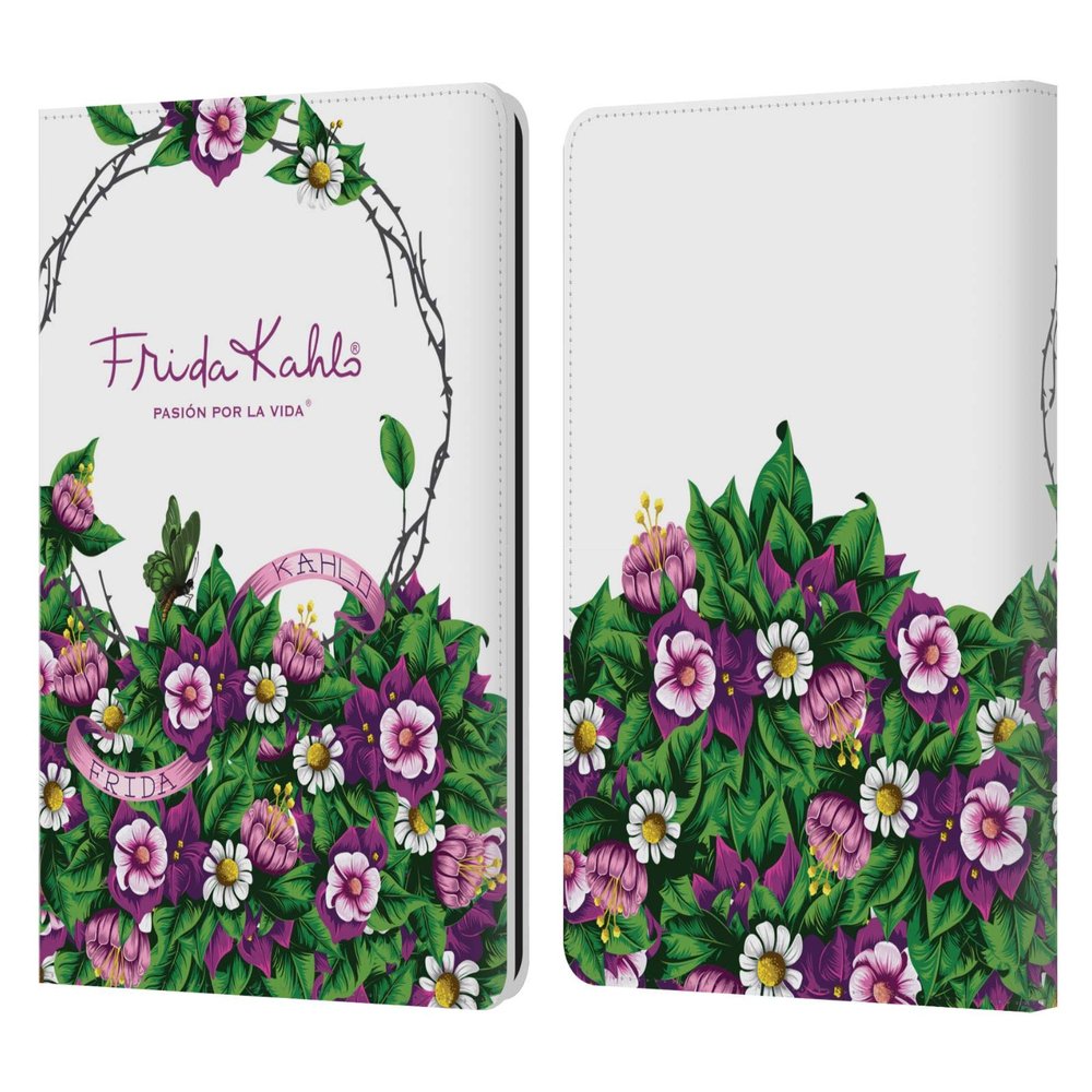 Head Case Designs Officially Licensed Frida Kahlo Bunch Purple Florals Leather Wallet Case Compatible with Kindle Paperwhite 1/2 / 3