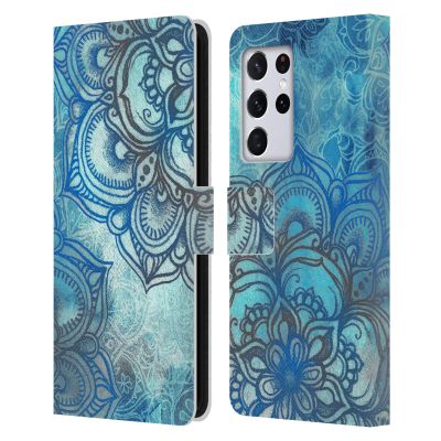 Head Case Designs Officially Licensed Micklyn Le Feuvre Lost in Blue A Daydream Made Visible Mandala 3 Leather Wallet Case Compatible with Samsung Galaxy S21 Ultra 5G
